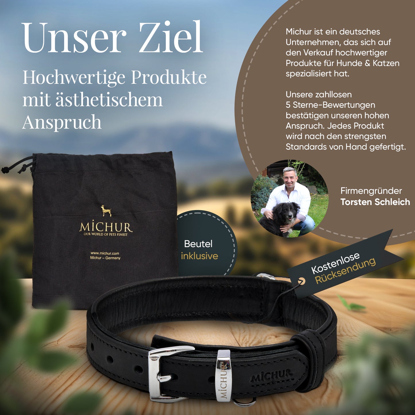 Minimo Hundehalsband Schwarz